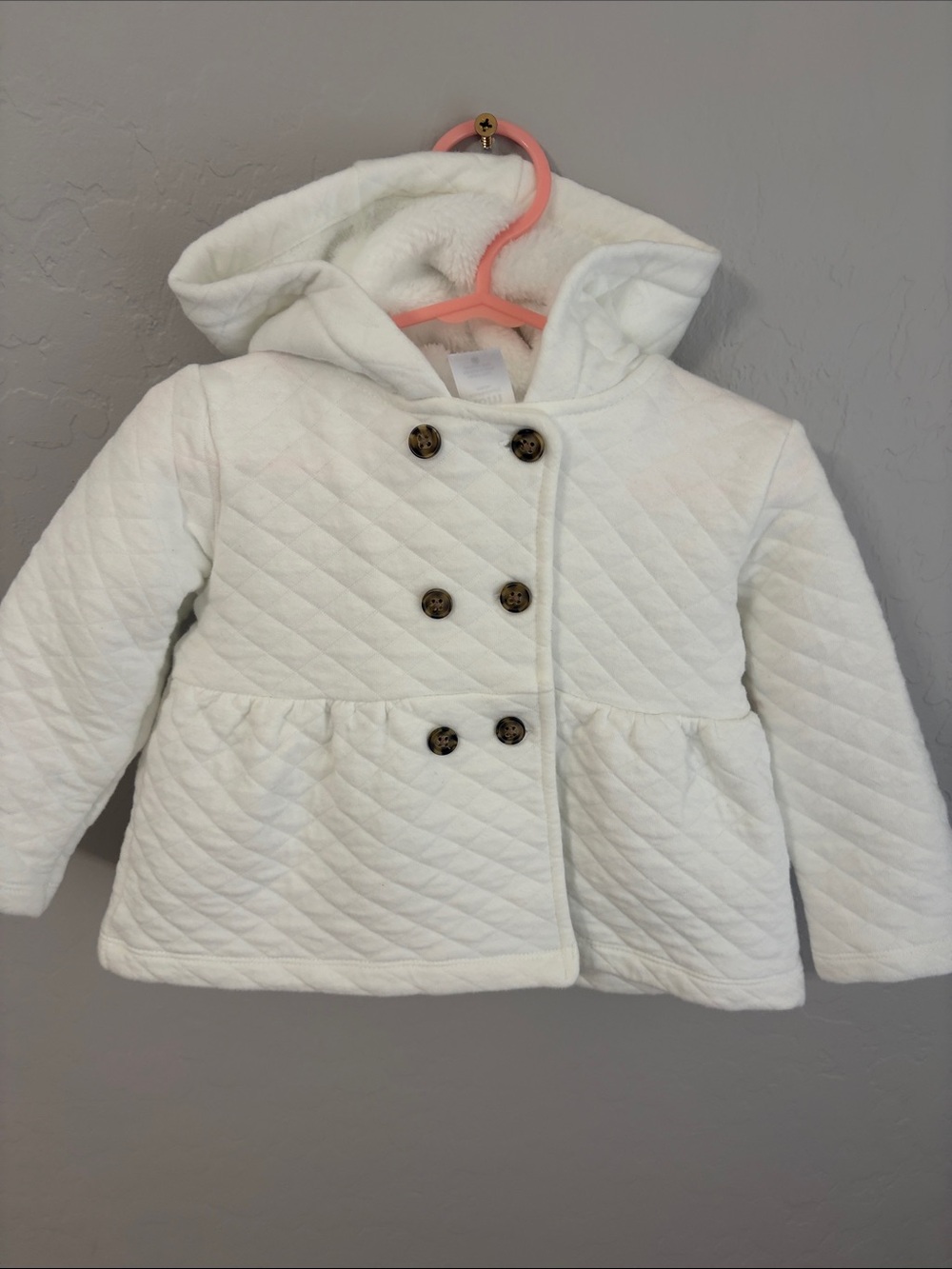 Carter's Quilted Hooded Pea Coat in White